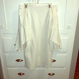 Strapless dress with bell sleeves